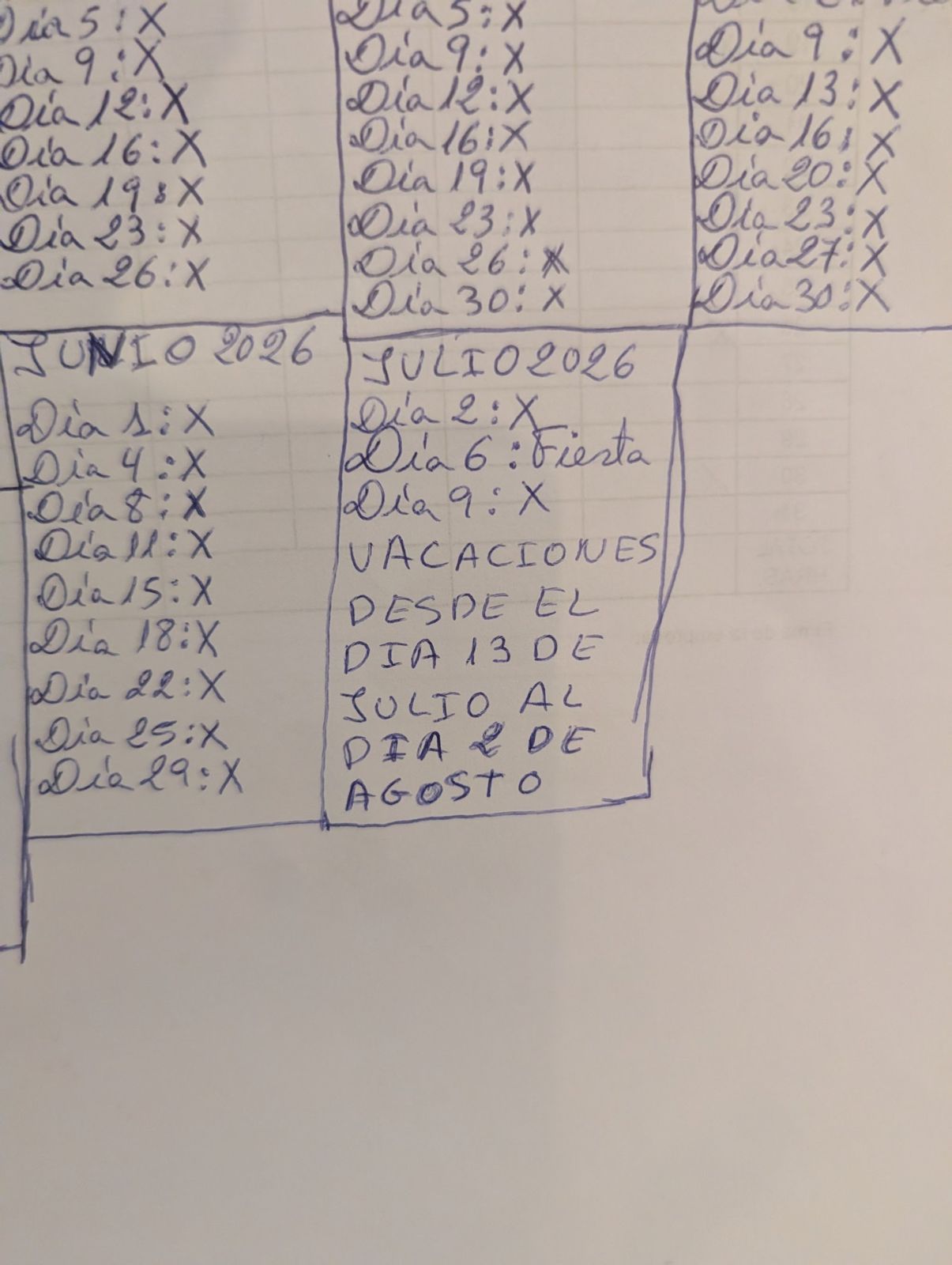 Hoja de control de limpieza de la escalera, junio-julio de 2026