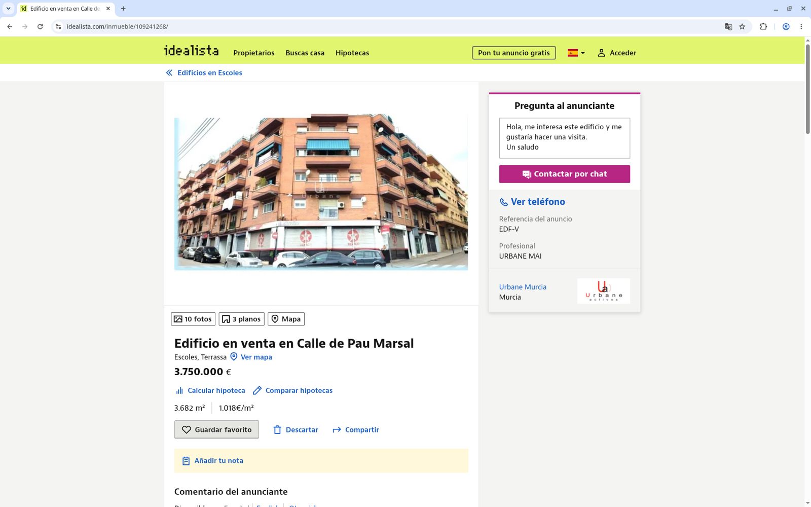 Anuncio en Idealista, captura 1
